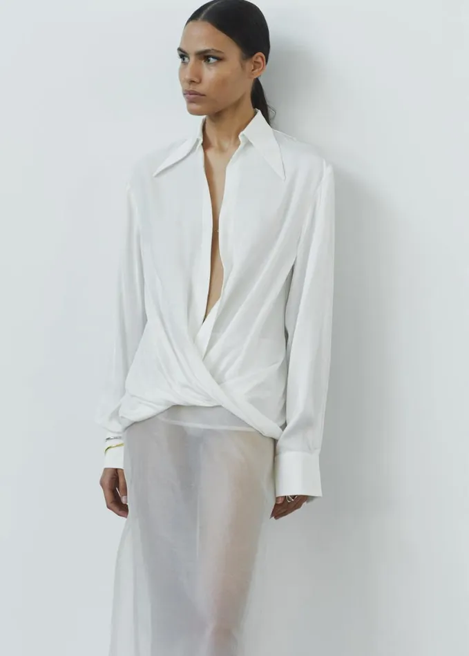 Clothing Women The Frankie Shop Beaufille Lewis Blouse 8211 Pearl