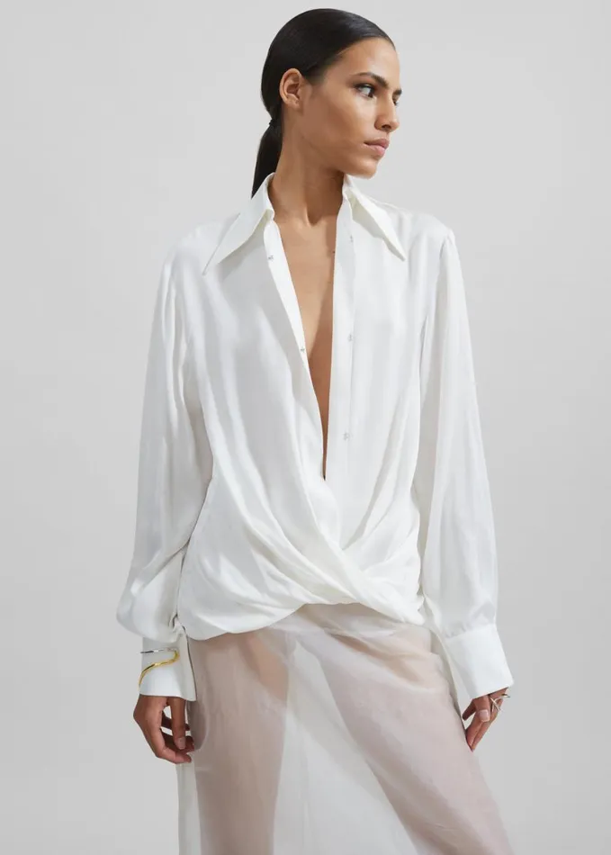 Clothing Women The Frankie Shop Beaufille Lewis Blouse 8211 Pearl