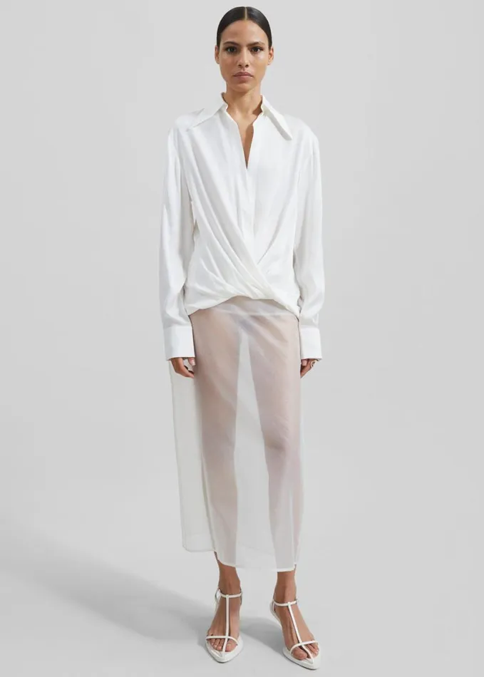 Clothing Women The Frankie Shop Beaufille Lewis Blouse 8211 Pearl