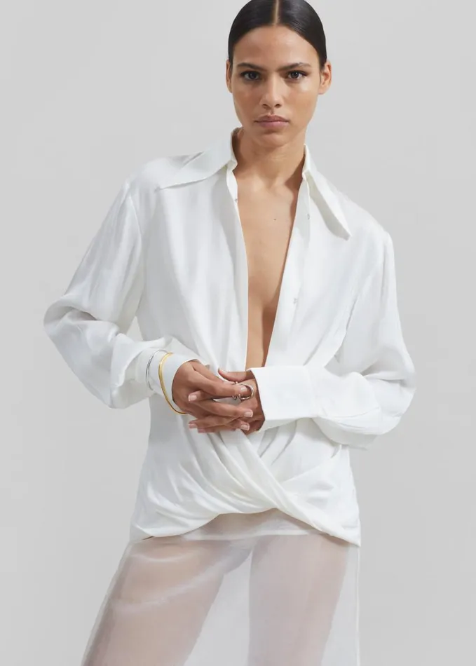 Clothing Women The Frankie Shop Beaufille Lewis Blouse 8211 Pearl