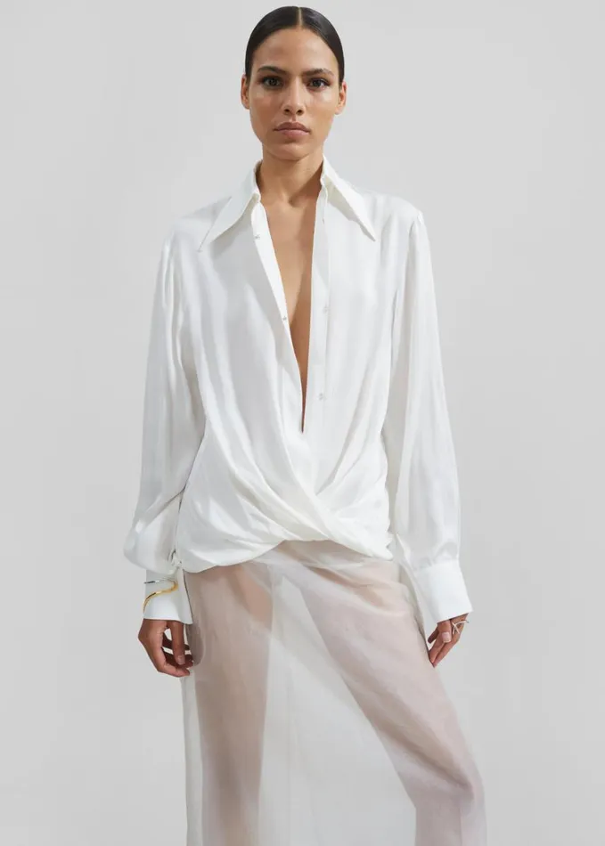 Clothing Women The Frankie Shop Beaufille Lewis Blouse 8211 Pearl