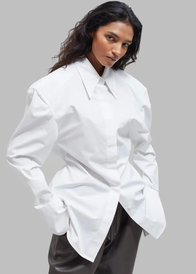 Clothing Women The Frankie Shop Bec Padded Shirt 8211 White