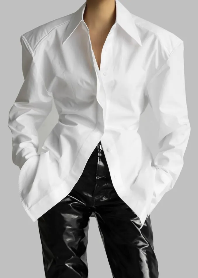 Clothing Women The Frankie Shop Bec Padded Shirt 8211 White