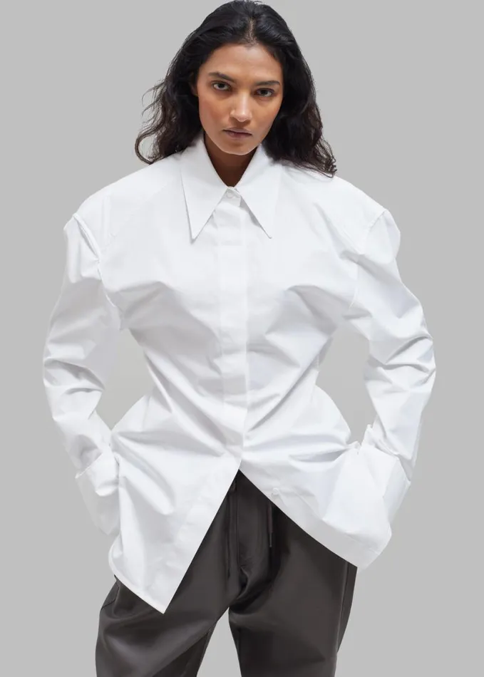 Clothing Women The Frankie Shop Bec Padded Shirt 8211 White