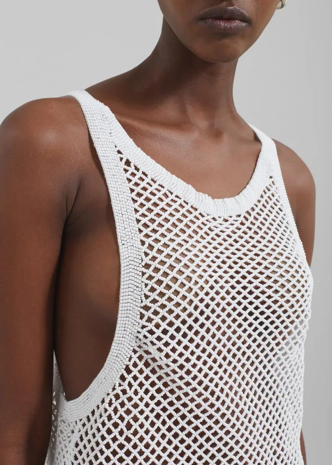 Clothing Women The Frankie Shop Bevza Beaded Tank Top 8211 Ivory