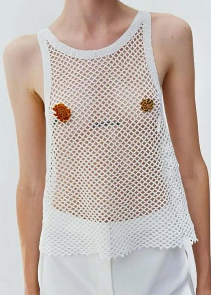 Clothing Women The Frankie Shop Bevza Beaded Tank Top 8211 Ivory