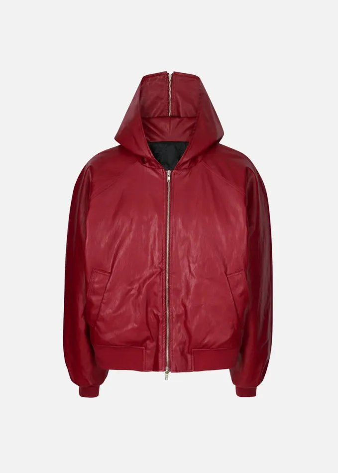 Clothing Women The Frankie Shop Burnaby Faux Leather ZipUp Hoodie 8211 Red
