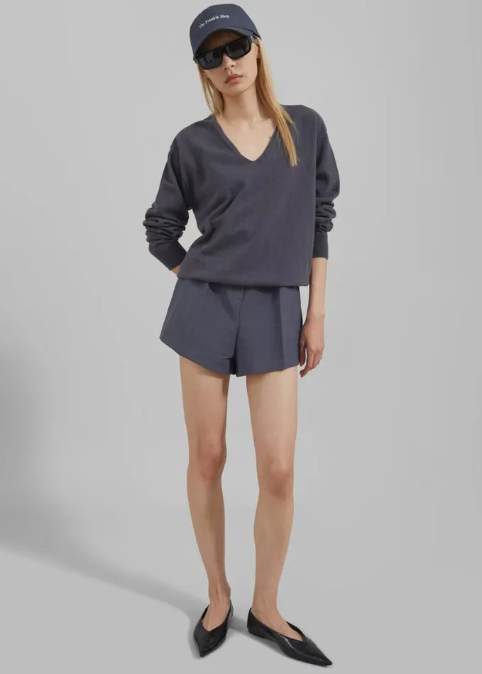 Clothing Women The Frankie Shop Chappell Belted Shorts 8211 Grey