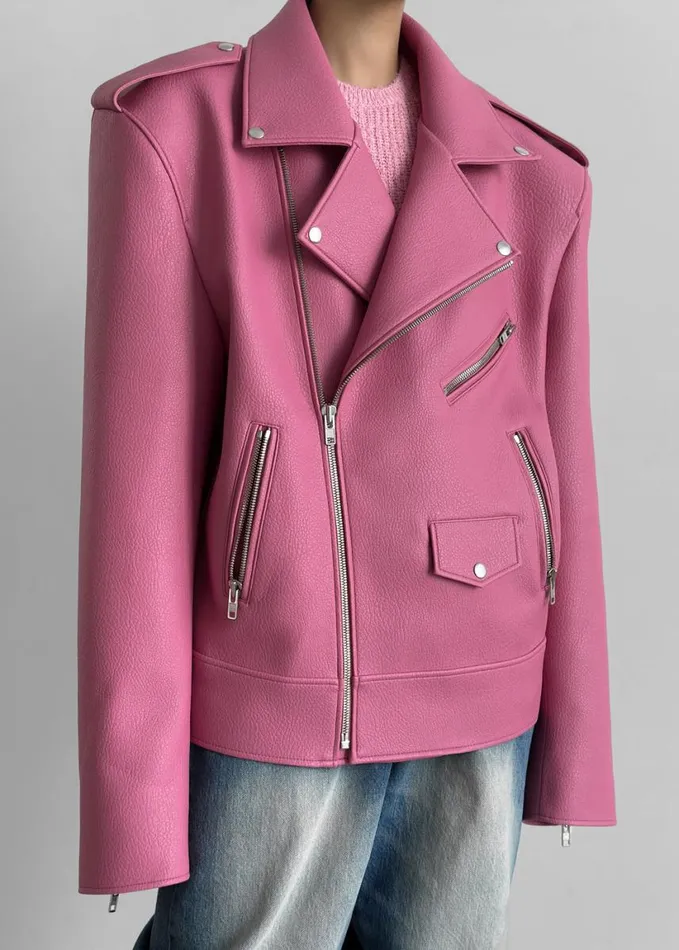 Clothing Women The Frankie Shop Chicago Oversized Biker Jacket 8211 Pink