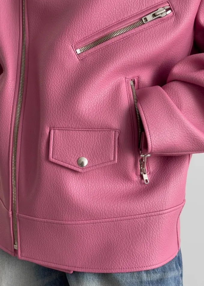 Clothing Women The Frankie Shop Chicago Oversized Biker Jacket 8211 Pink