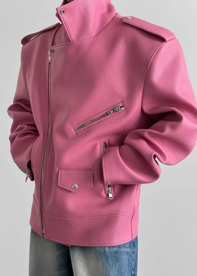 Clothing Women The Frankie Shop Chicago Oversized Biker Jacket 8211 Pink