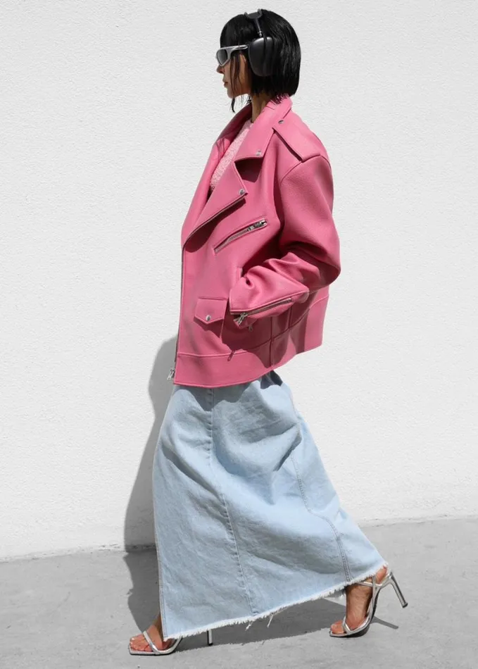 Clothing Women The Frankie Shop Chicago Oversized Biker Jacket 8211 Pink