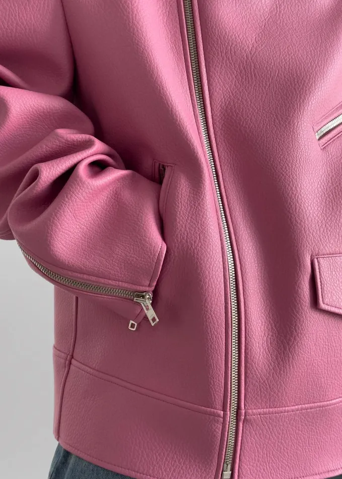 Clothing Women The Frankie Shop Chicago Oversized Biker Jacket 8211 Pink