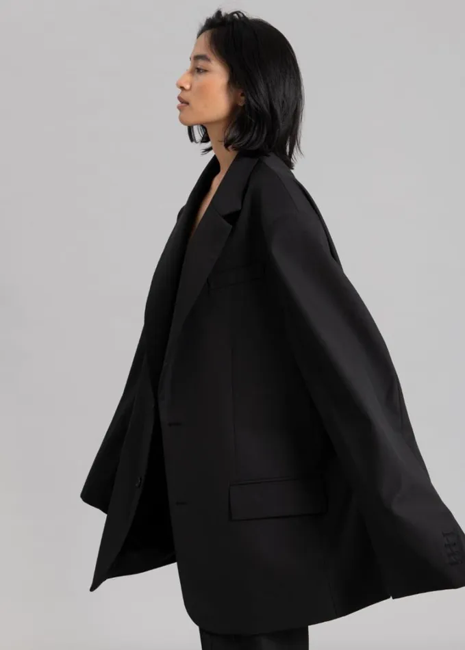 Clothing Women The Frankie Shop Dee Maxi Oversized Blazer 8211 Black