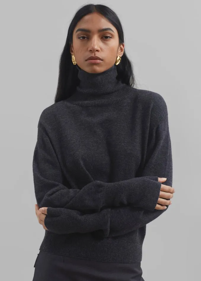 Clothing Women The Frankie Shop Delia Wool Turtleneck 8211 Charcoal