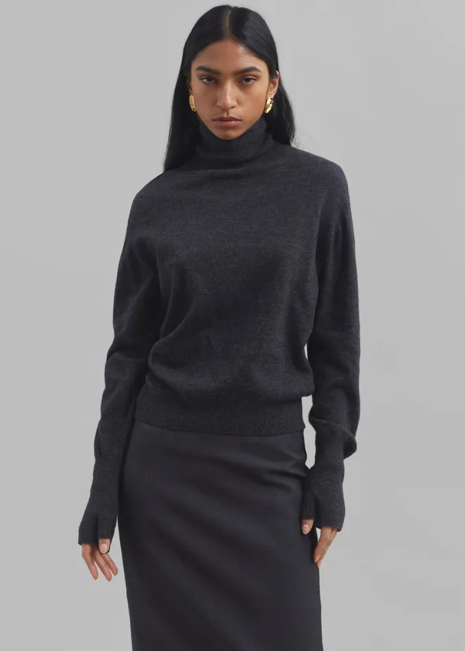 Clothing Women The Frankie Shop Delia Wool Turtleneck 8211 Charcoal