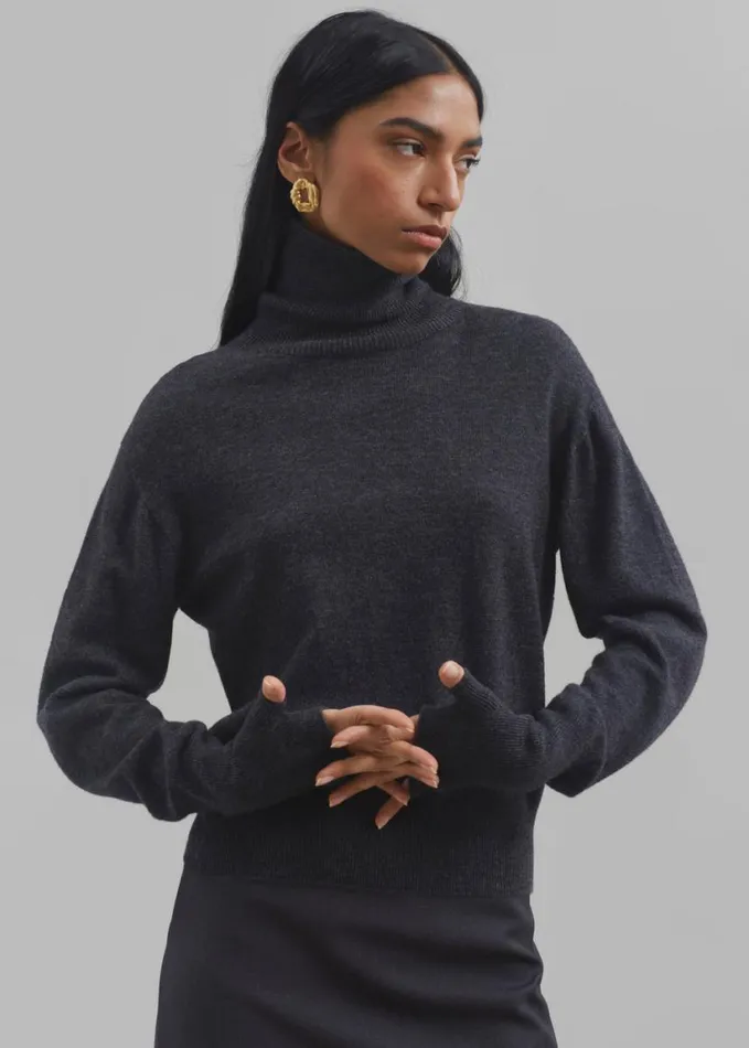 Clothing Women The Frankie Shop Delia Wool Turtleneck 8211 Charcoal