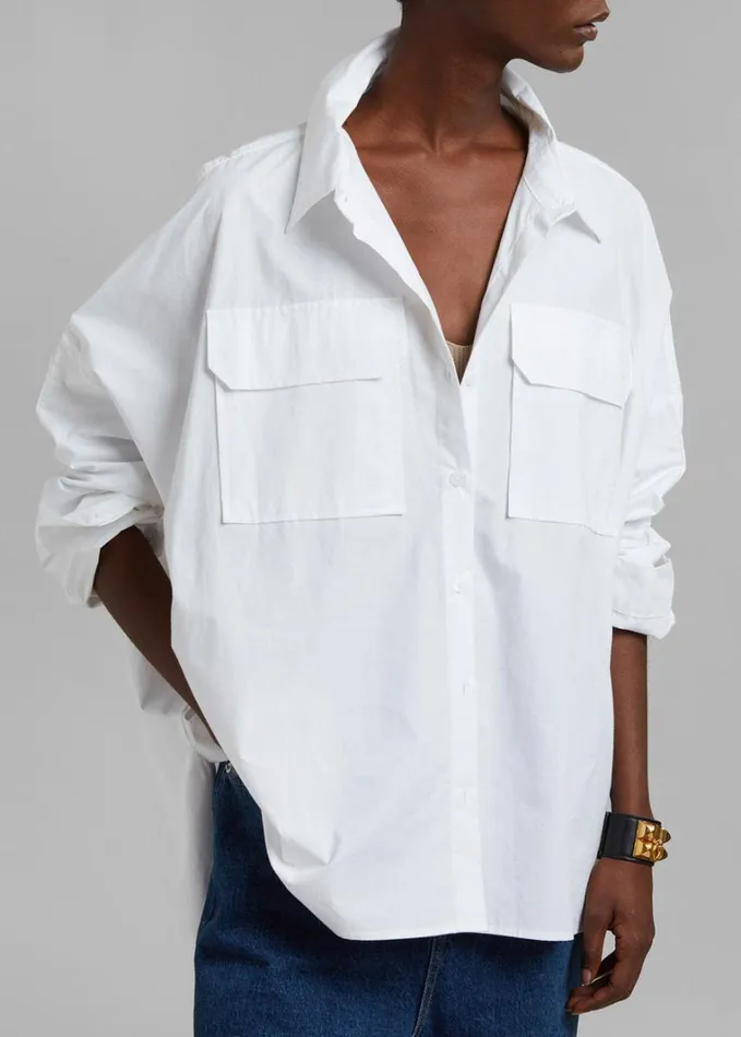 Clothing Women The Frankie Shop Elara Oversized Shirt 8211 Optic White