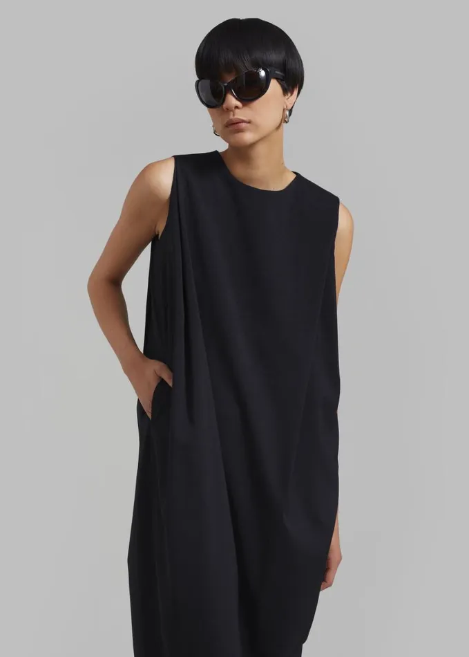 Clothing Women The Frankie Shop Eryn Sleeveless Pintuck Dress 8211 Black