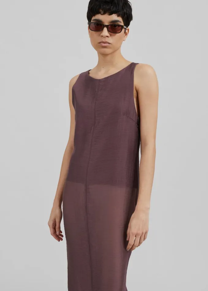 Clothing Women The Frankie Shop Etta Sheer Maxi Dress 8211 Brown