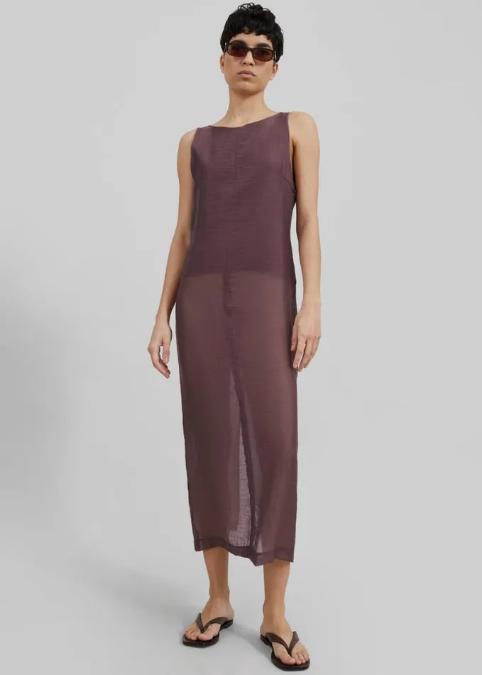 Clothing Women The Frankie Shop Etta Sheer Maxi Dress 8211 Brown