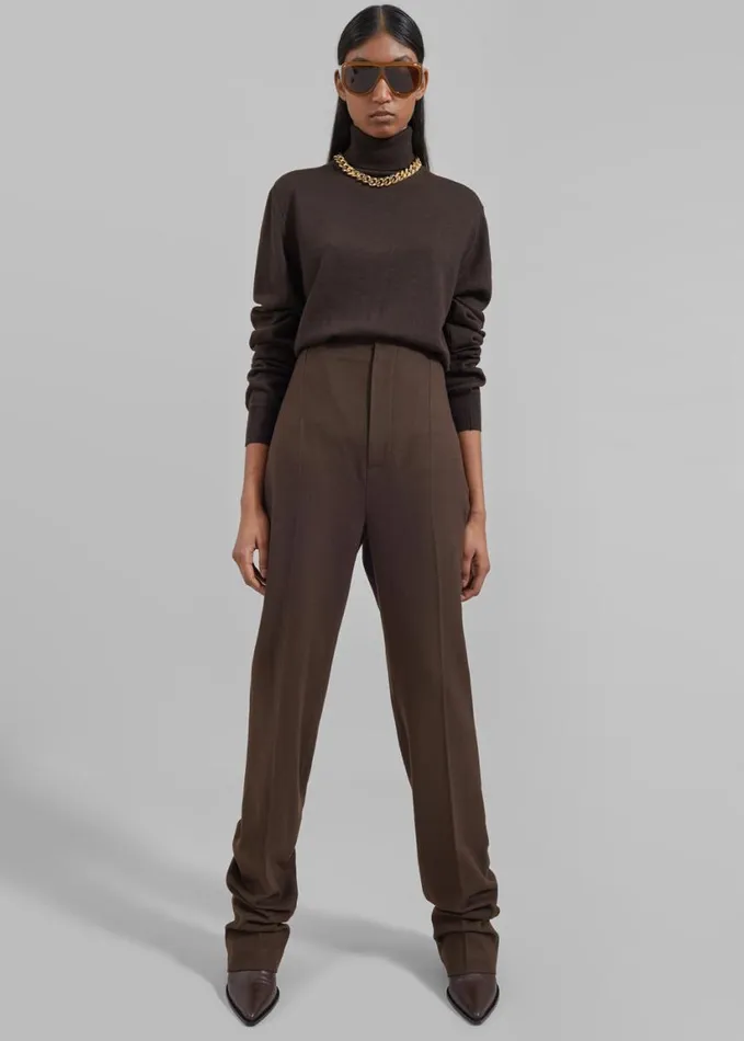 Clothing Women The Frankie Shop Eve Thin Turtleneck Sweater 8211 Dark Brown