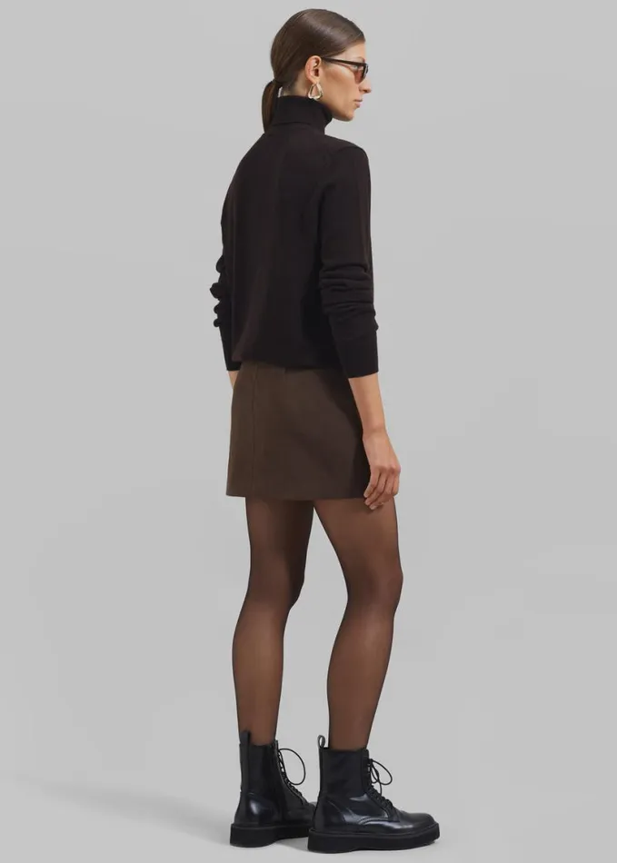 Clothing Women The Frankie Shop Eve Thin Turtleneck Sweater 8211 Dark Brown