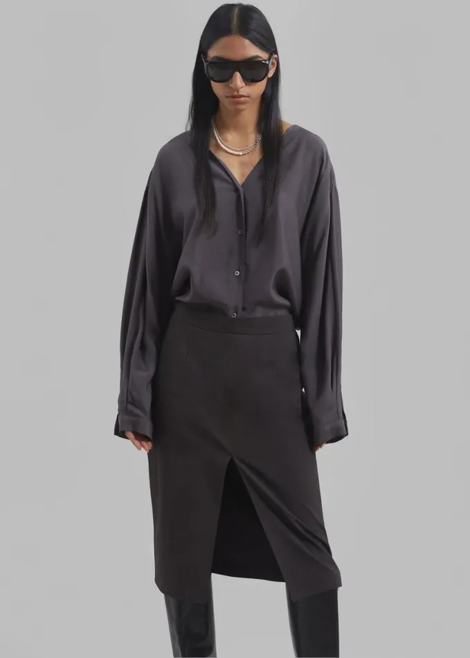 Clothing Women The Frankie Shop Finley Blouse 8211 Charcoal