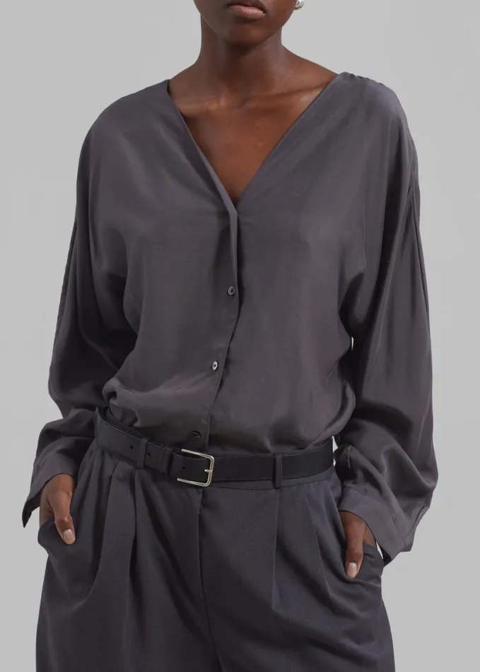 Clothing Women The Frankie Shop Finley Blouse 8211 Charcoal