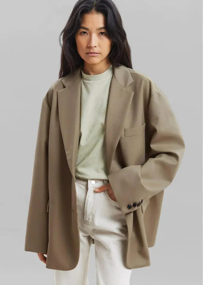 Clothing Women The Frankie Shop Frankie Oversized Boyfriend Blazer 8211 Desert Taupe