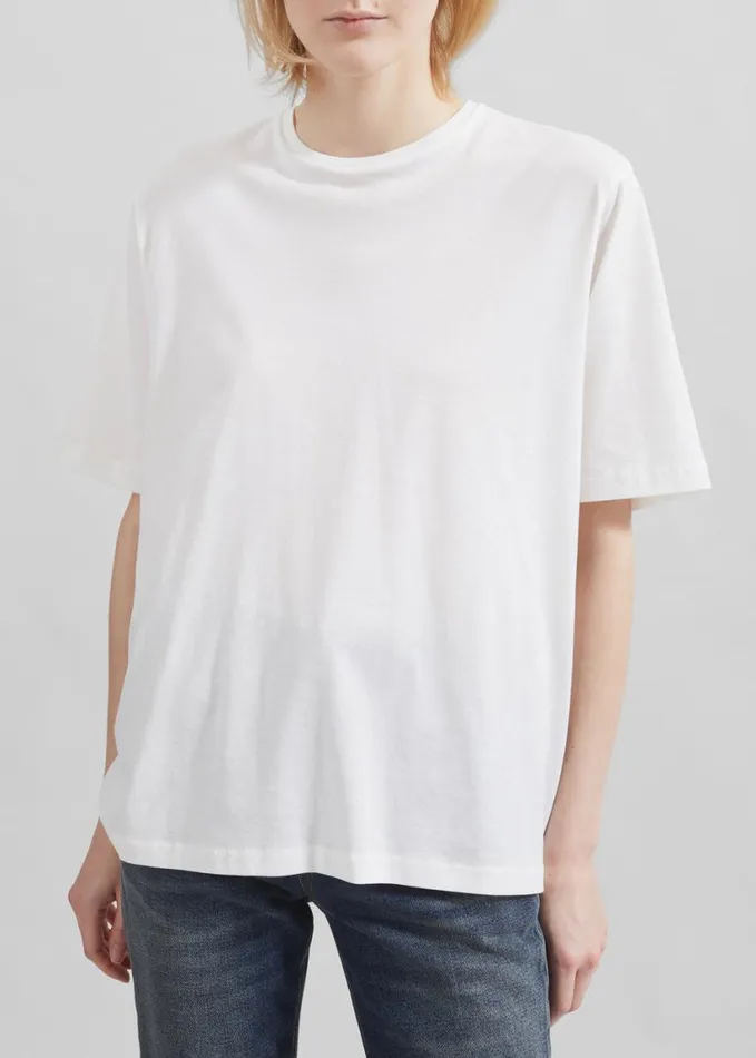 Clothing Women The Frankie Shop Harper Soft Organic TShirt 8211 Off White