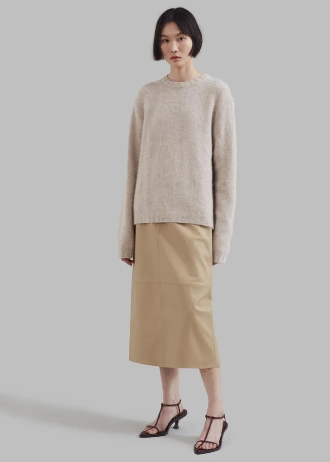 Clothing Women The Frankie Shop Heather Leather Pencil Skirt 8211 Beige