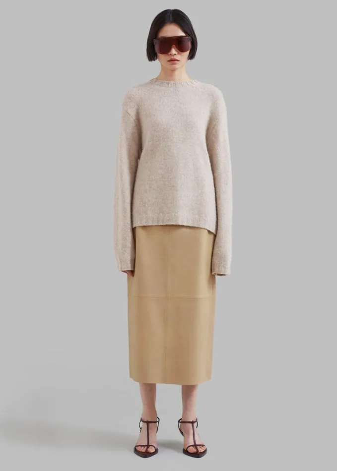 Clothing Women The Frankie Shop Heather Leather Pencil Skirt 8211 Beige
