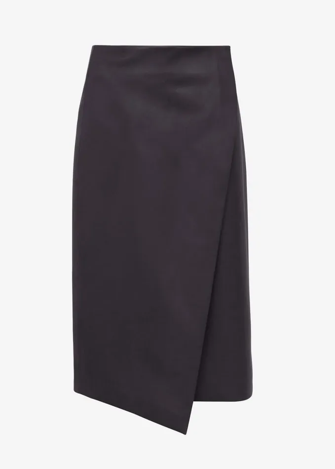 Clothing Women The Frankie Shop Hedi Leather Midi Wrap Skirt 8211 Dark Plum