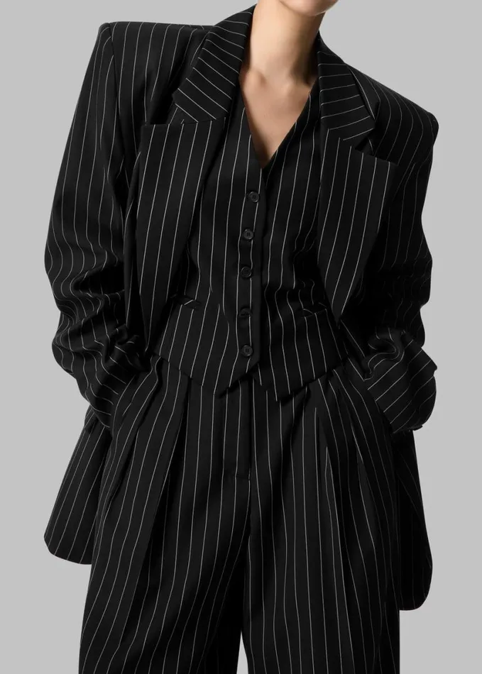 Clothing Women The Frankie Shop Holland Suit Vest 8211 BlackWhite Pinstripe