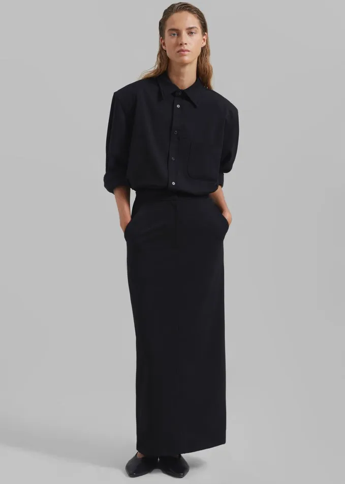 Clothing Women The Frankie Shop Hollis Back Slit Skirt 8211 Black