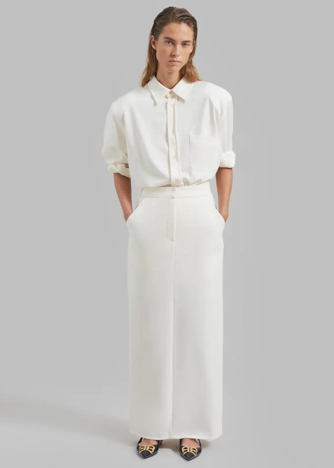 Clothing Women The Frankie Shop Hollis Back Slit Skirt 8211 Ivory