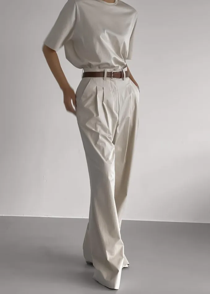 Clothing Women The Frankie Shop Jayden Wide Pants 8211 Taupe