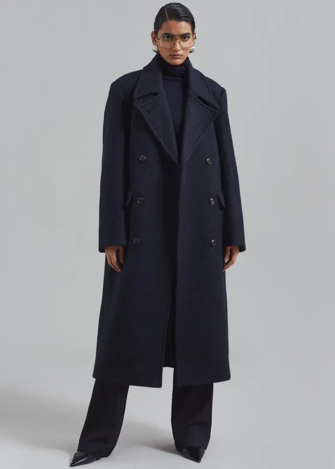 Clothing Women The Frankie Shop Jeremiah Wool Coat 8211 Navy