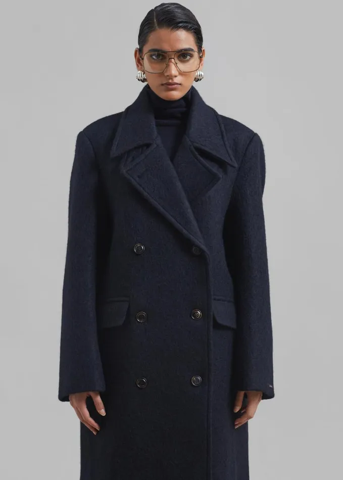 Clothing Women The Frankie Shop Jeremiah Wool Coat 8211 Navy