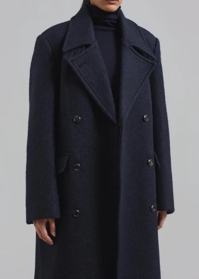 Clothing Women The Frankie Shop Jeremiah Wool Coat 8211 Navy