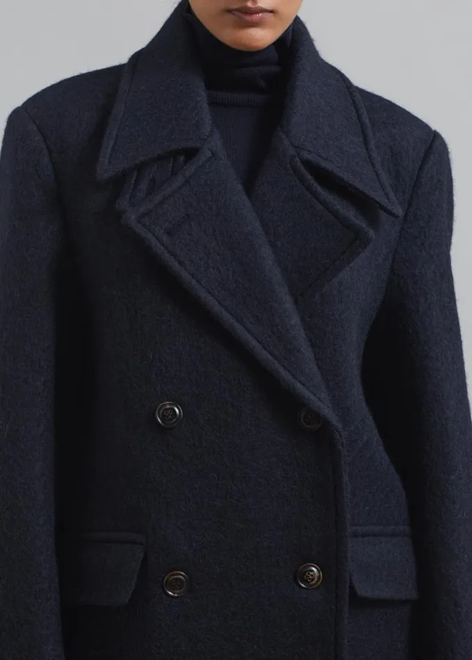 Clothing Women The Frankie Shop Jeremiah Wool Coat 8211 Navy