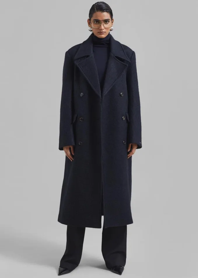 Clothing Women The Frankie Shop Jeremiah Wool Coat 8211 Navy