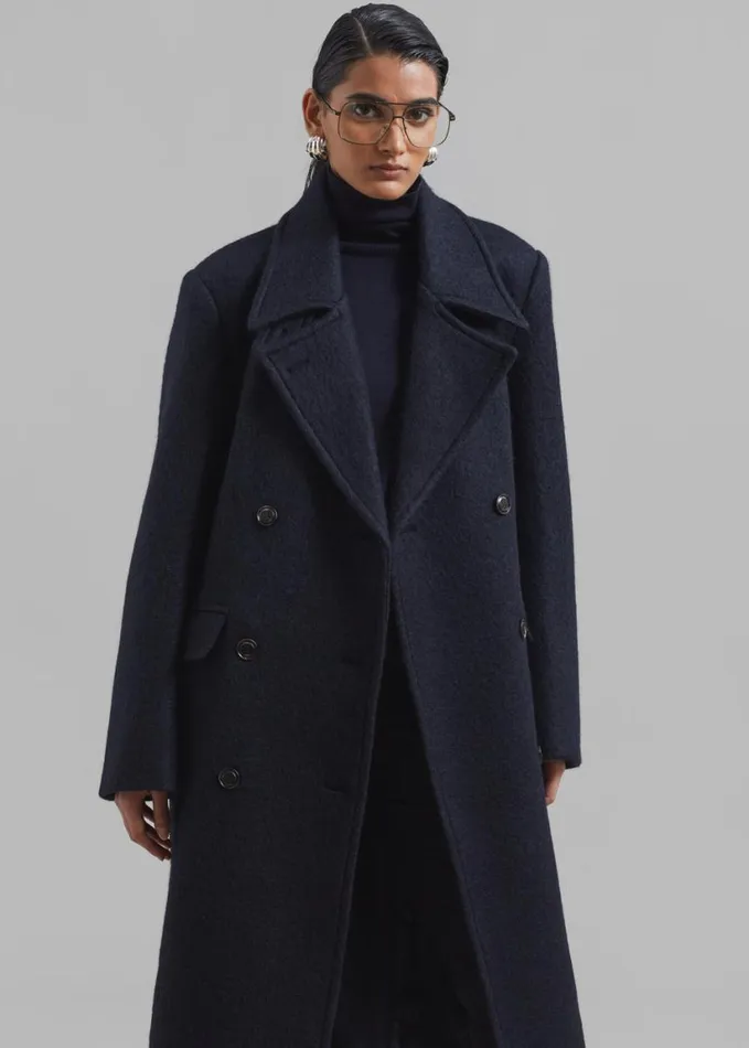 Clothing Women The Frankie Shop Jeremiah Wool Coat 8211 Navy