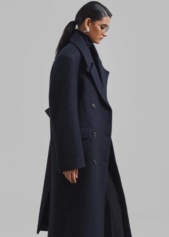 Clothing Women The Frankie Shop Jeremiah Wool Coat 8211 Navy