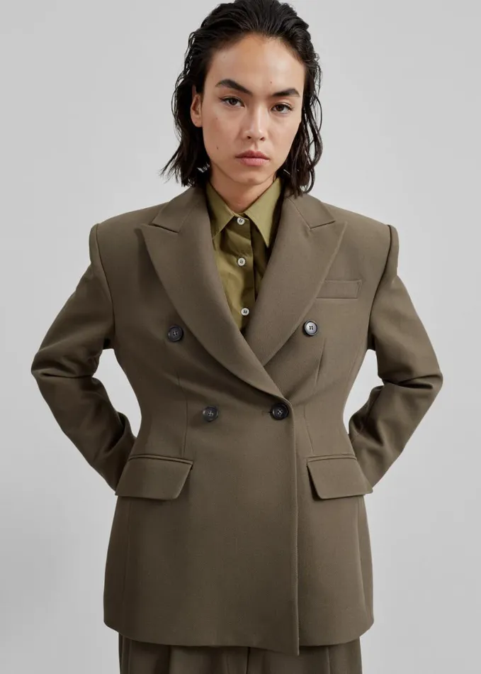 Clothing Women The Frankie Shop Jody Button Up Shirt 8211 Khaki