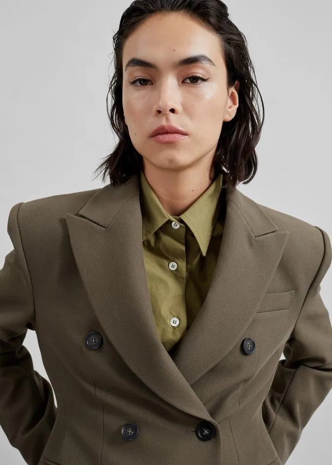 Clothing Women The Frankie Shop Jody Button Up Shirt 8211 Khaki