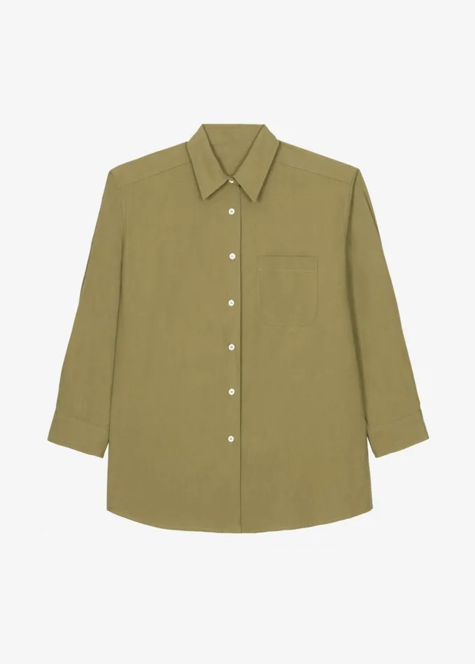 Clothing Women The Frankie Shop Jody Button Up Shirt 8211 Khaki