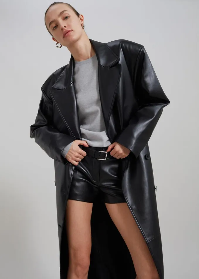 Clothing Women The Frankie Shop Kate Faux Leather Shorts 8211 Black