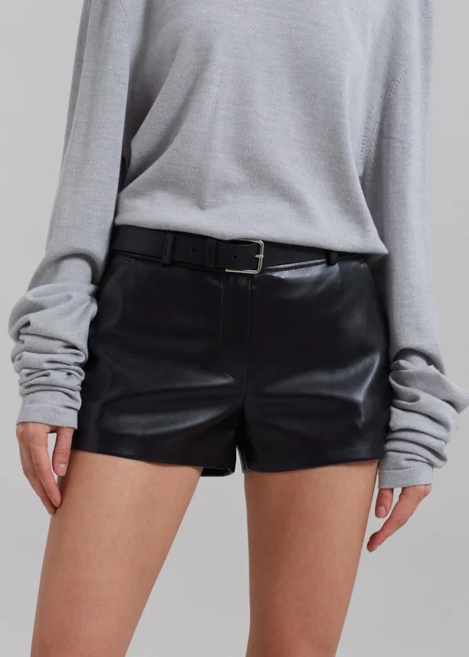 Clothing Women The Frankie Shop Kate Faux Leather Shorts 8211 Black